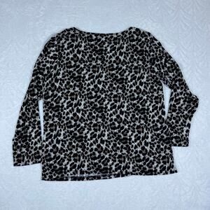 Mario Serrani Italy Women's Large Animal Print Crewneck Long Sleeve Top Viscose